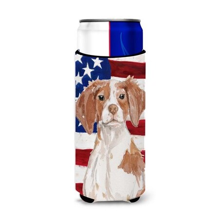 Carolines Treasures Carolines Treasures BB9364MUK Brittany Spaniel Patriotic Michelob Ultra Hugger for Slim Cans BB9364MUK